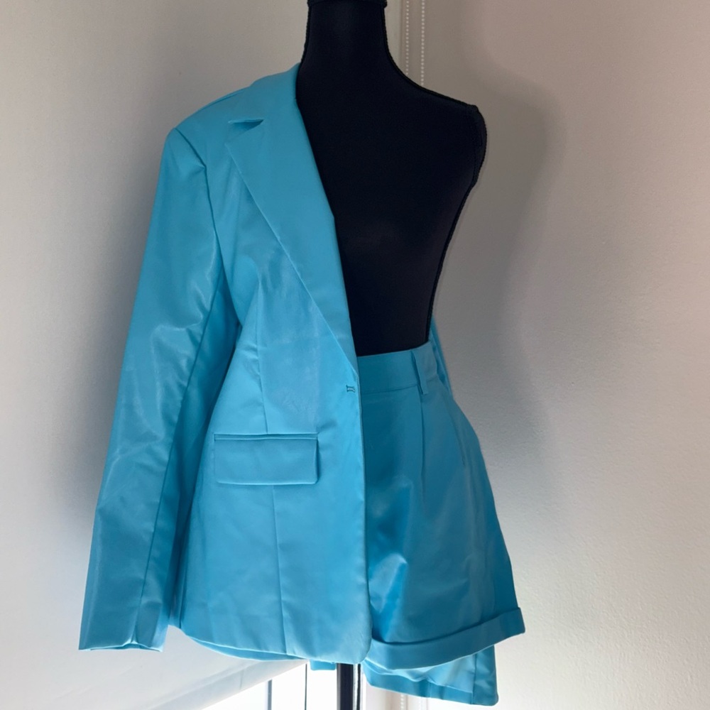 Women's Blue Blazer & Short Set